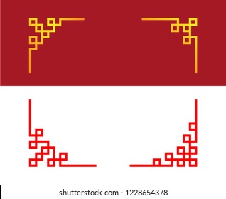 Set of Chinese line corner ornament, vector art