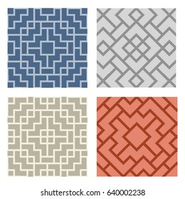 Set of Chinese line pattern for floor tile, vector