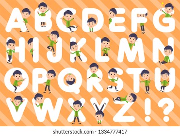 A set of Chinese men designed with alphabet.Characters with fun expressions pose various poses.It's vector art so it's easy to edit.
