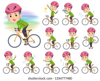 A set of Chinese men on a road bike.There is an action that is enjoying.It's vector art so it's easy to edit.
