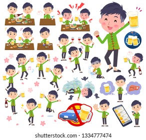 A set of Chinese men related to alcohol.There is a lively appearance and action that expresses failure about alcohol.It's vector art so it's easy to edit.
