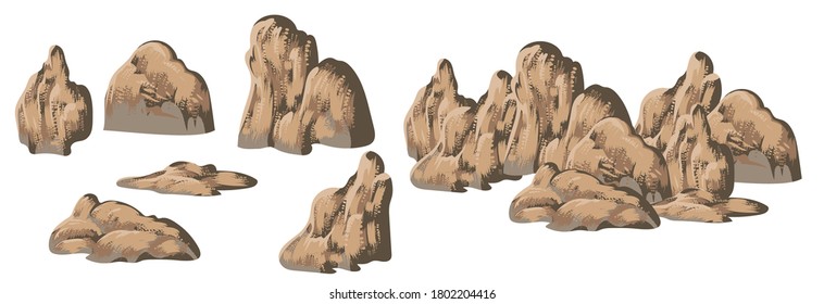 Set of Chinese mountains for traditional landscape