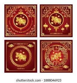Set of Chinese New Year 2021 Greeting card collections