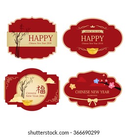 Set of Chinese new year design elements. Chinese label.