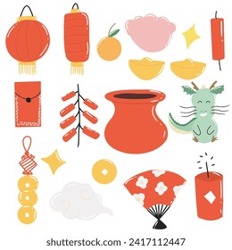 set of chinese new year doodles