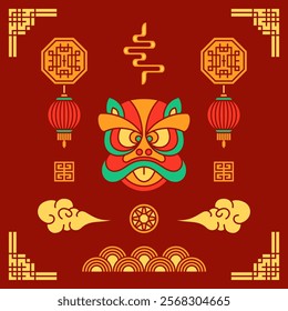 Set of Chinese New Year Element on Flat Design