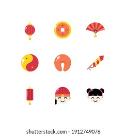 Icono plano del año nuevo lunar chino v1 - ilustración vectorial