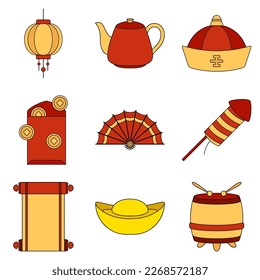 Set of Chinese New Year in flat style