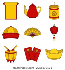 Set of Chinese New Year in flat style