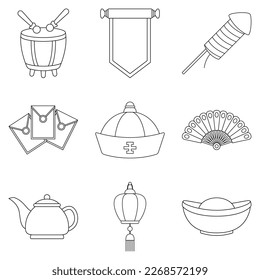Set of Chinese New Year in flat style