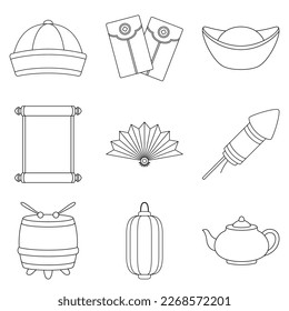 Set of Chinese New Year in flat style