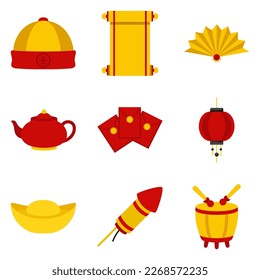 Set of Chinese New Year in flat style