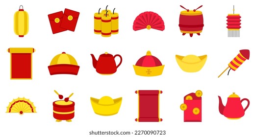 Set of Chinese New Year in flat style