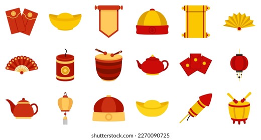 Set of Chinese New Year in flat style