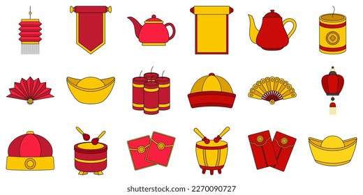 Set of Chinese New Year in flat style