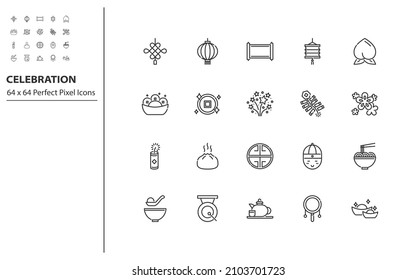 set of chinese new year icons, firework, china, traditional, asia