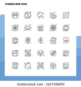 Set of Chinese New Year Line Icon set 25 Icons. Vector Minimalism Style Design Black Icons Set. Linear pictogram pack.