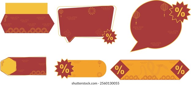 Set of Chinese New Year sale tag designs. year of the snake discount element