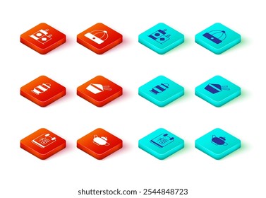 Set Chinese New Year, tea ceremony, paper lantern, ice bowl with chopstick, hat and Firework icon. Vector