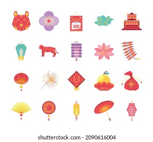 set of chinese new year of tiger festive