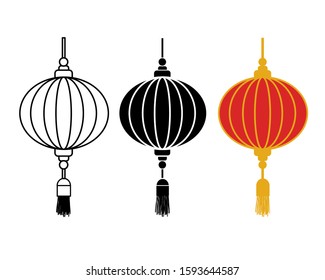 A set of Chinese paper lantern for decorating in Chinese New Year. They’re simply flat design isolated on white background.