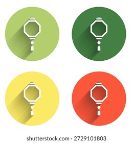 Set Chinese paper lantern icon isolated with long shadow background. Color circle button. Vector