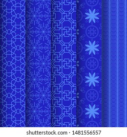 Set of chinese pattern. Modern background design. Vector template set. Vintage abstract seamless chinese traditional pattern. Endless texture for wallpaper, pattern fills, web page, surface textures