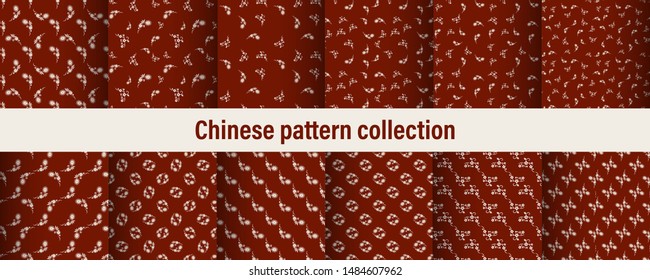 Set of chinese pattern. Modern background design. Vector template set. Vintage abstract seamless chinese traditional pattern. Endless texture for wallpaper, pattern fills, web page, surface textures