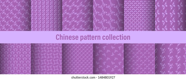 Set of chinese pattern. Modern background design. Vector template set. Vintage abstract seamless chinese traditional pattern. Endless texture for wallpaper, pattern fills, web page, surface textures