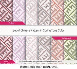 Set of Chinese Pattern in Spring Tone Color
