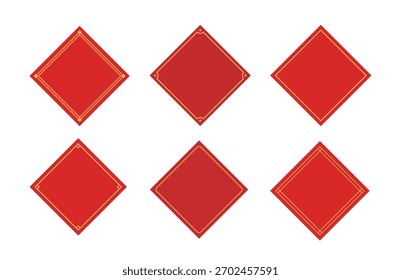 Definir chinês vermelho chinês branco primavera Couplets vetor.
Elemento Couplet In Diamond Shape.
Itens do Ano Novo Lunar.
Fundo branco.
