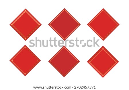 Set Chinese Red Chinese Blank Spring Couplets Vector.
Couplet In Diamond Shape element.
Lunar New Year items.
White background.
