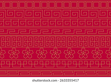 Set of Chinese style borders. Chinese borders. Traditional Asian design. Oriental ornaments. Decorative frame. Square geometry pattern lines. Creative dividers. Eastern motif. Japanese tracery. Garish