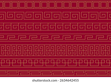 Set of Chinese style borders. Chinese borders. Traditional Asian design. Oriental ornaments. Decorative frame. Square geometry pattern lines. Creative dividers. Eastern motif. Japanese tracery