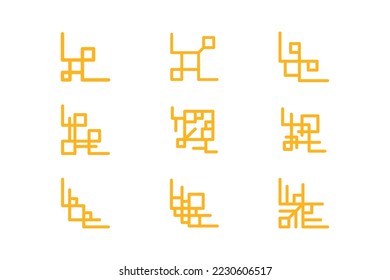 set of chinese style corner decoration on white background