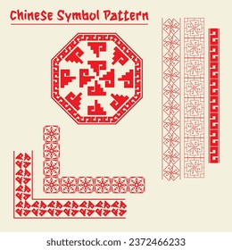 Set of Chinese Symbol Pattern vector. Chinese traditional decorative symbol for Chinese new year or other festival