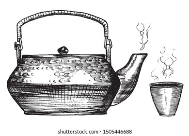 set of Chinese teapot and ceramic Cup for tea ceremony.