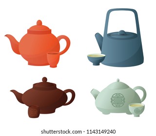 Set of Chinese teapots and caps