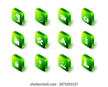 Set Chinese Yuan currency, Sushi, drum, Firework, tea ceremony, cutting board, Gong and paper lantern icon. Vector