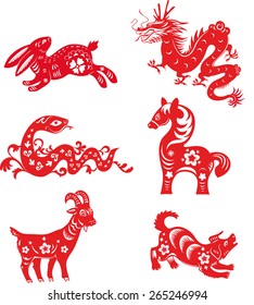 Set of Chinese zodiac animals
