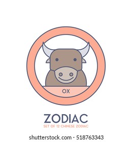 Set of Chinese Zodiac Signs in Cartoon Style Vector Illustration