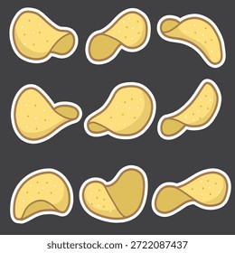 conjunto de batata chip bom para adesivo, emblema, design de elemento, design de impressão, etc