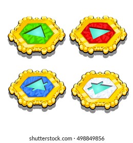 Set of chips with symbols of elements isolated on white background. Vector illustration.
