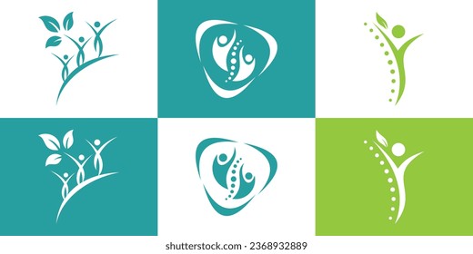 Set chiropractic symbol logo unique concept Premium Vector