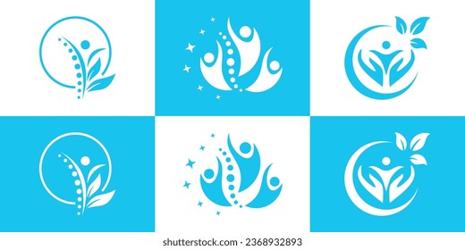 Set chiropractic symbol logo unique concept Premium Vector