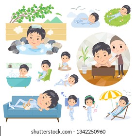 A set of chiropractor man about relaxing.There are actions such as vacation and stress relief.It's vector art so it's easy to edit.
