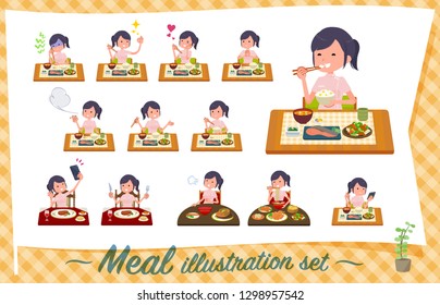 A set of chiropractor women about meals.Japanese and Chinese cuisine, Western style dishes and so on.It's vector art so it's easy to edit.