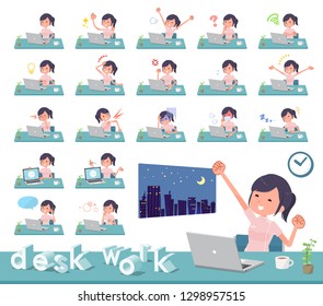 A set of chiropractor women on desk work.There are various actions such as feelings and fatigue.It's vector art so it's easy to edit.