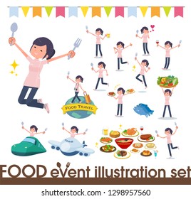 A set of chiropractor women on food events.There are actions that have a fork and a spoon and are having fun.It's vector art so it's easy to edit.