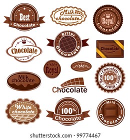 Set of chocolate badges and labels